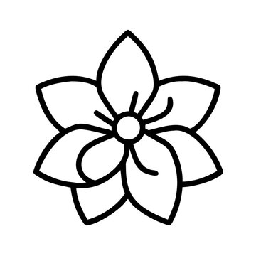 recommend clip art: jasmine flower vector icon, simple black outline line icon of jasmine flower, flower vector line art icon
