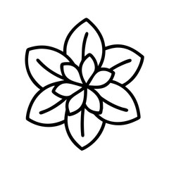 lilac flower vector icon, simple black outline line icon of lilac flower, flower vector line art icon