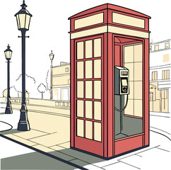 Modern Telephone Booth Vector Art Design 