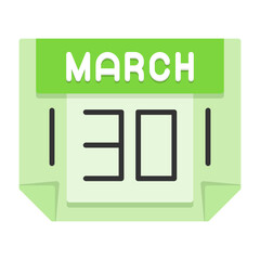 30 March Flat Style Icon
