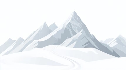 Snow-capped mountain range landscape illustration, background, winter, nature