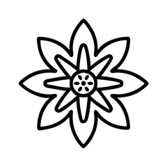 passionflower flower vector icon, simple black outline line icon of passionflower flower, flower vector line art icon