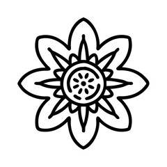 passionflower flower vector icon, simple black outline line icon of passionflower flower, flower vector line art icon