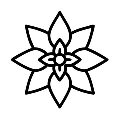 poinsettia flower vector icon, simple black outline line icon of poinsettia flower, flower vector line art icon