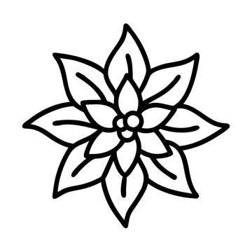 recommend clip art: poinsettia flower vector icon, simple black outline line icon of poinsettia flower, flower vector line art icon