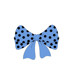 blue ribbon bow polkadot