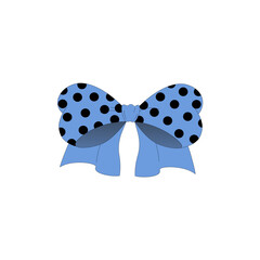 blue ribbon bow polkadot