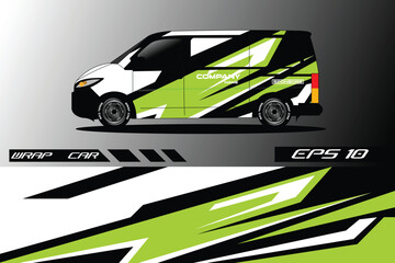 Stylish van wrap design featuring bold green and black geometric patterns, ideal for branding © Cargovista