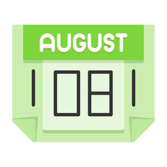 8 August Flat Style Icon