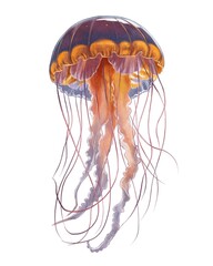 Illustration of a jellyfish floating underwater 