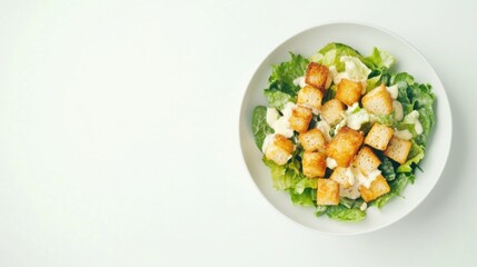 A traditional Caesar salad with crispy croutons and Caesar dressing. Featuring flavor and freshness