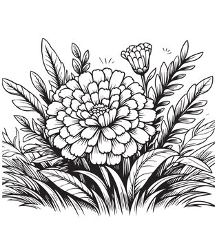black and white flower in garden clip art preview