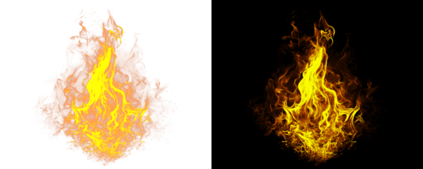 Vivid Inferno with Glowing Flames and Fiery Movement Isolated on a Transparent or White Background