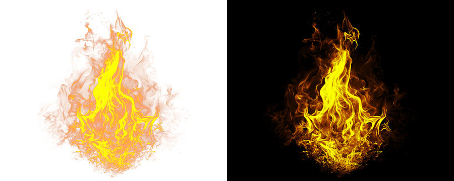 Vivid Inferno with Glowing Flames and Fiery Movement Isolated on a Transparent or White Background