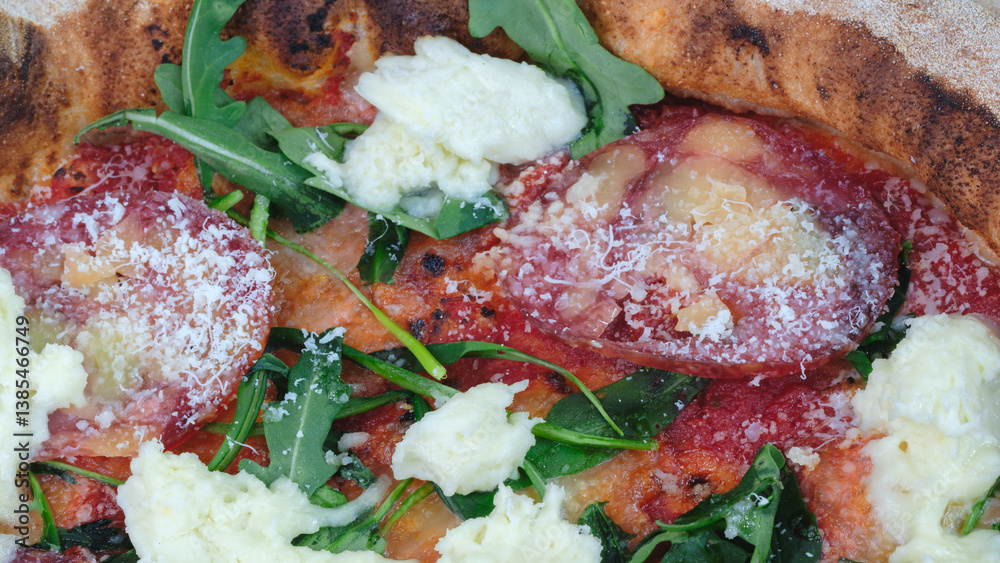 Aufkleber a pizza with cheese and spinach on top. cheese is melted and the spinach is fresh. pizza is topped w