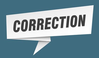 correction banner. correction speech bubble, label, sticker, sign template