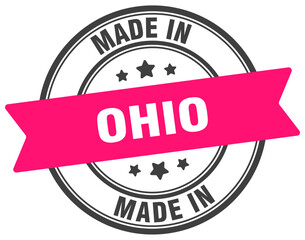Made in Ohio round sign. Made in Ohio stamp.