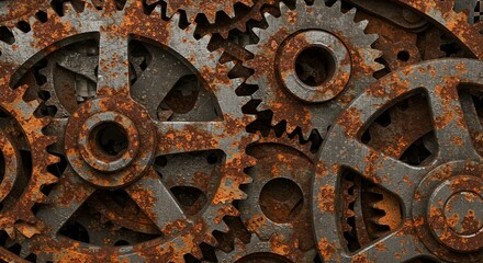 Rusty Metal Gears Interlocking Machine Parts Industrial Background Texture