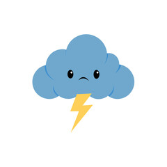 haunted cloud with lightning vector illustration
