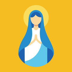 Annunciation to the Blessed Virgin Mary. Mother of Jesus Christ pray accepting the good news.Vector illustration. card Mary and lily - Great Feasts of the Orthodox And the Catholic Church