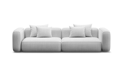 Modern sofa on isolated background with shadow. Furniture for collages, graphics designs, and presentations.