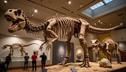 Dinosaur skeletons on display in natural history museum