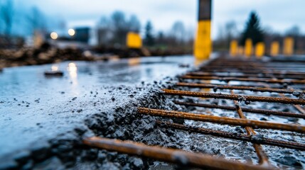 Obraz premium Construction Foundation Framework with Rebar Detail