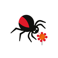 Spider Crawling On Candy Vector Illustration