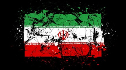 National flag of iran, economy collapse, country crisis or break concept animation iran flag on transparent background, alpha channel 4k footage - Powered by Adobe
