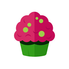 Zombie Brain Cupcake Vector Illustration