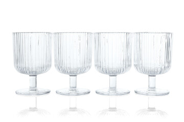 Many empty clean glasses isolated on white
