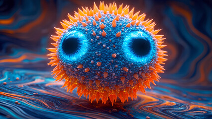 Colorful Virus-Inspired Structure on Abstract Background