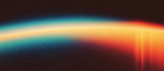 Obraz premium Abstract Blurry Horizon, Blue, Amber and Orange Gradient with Bokeh on Dark Backdrop