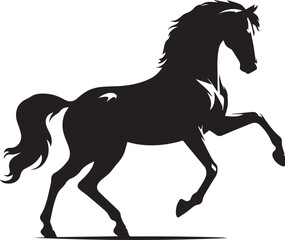 Black stallion silhouette vector illustration of a running Horse