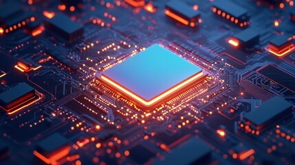 Fototapeta premium High-tech CPU on illuminated circuit board