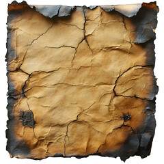 Naklejka premium Rustic grunge-style aged paper texture with burnt edges on a transparent background --s 750