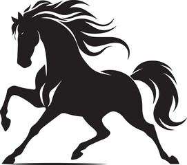 Black stallion silhouette vector illustration of a running Horse