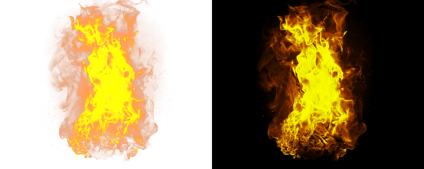 Fiery Blaze of Orange and Yellow Flames with Transparency Isolated on a Transparent or White Background