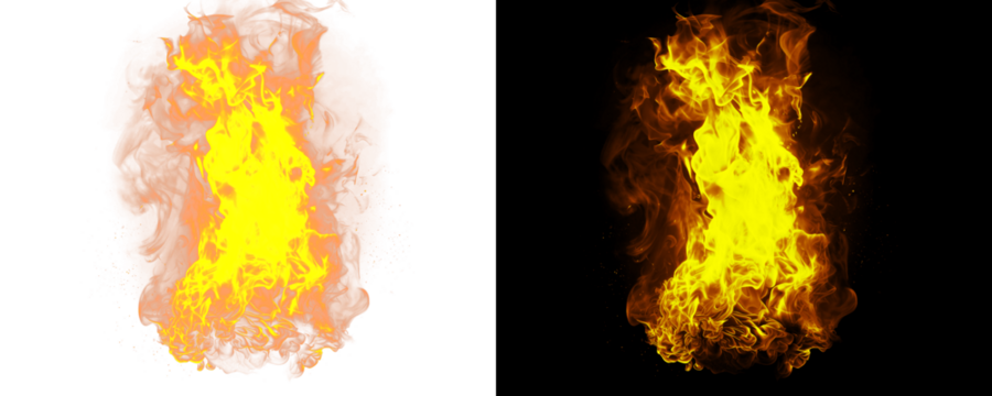 Fiery Blaze of Orange and Yellow Flames with Transparency Isolated on a Transparent or White Background