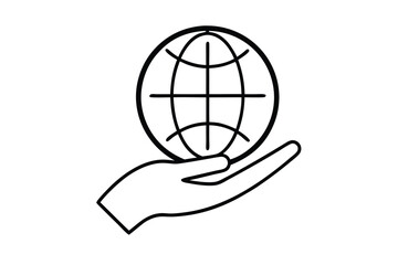 Naklejka premium illustration of a hand holding globe