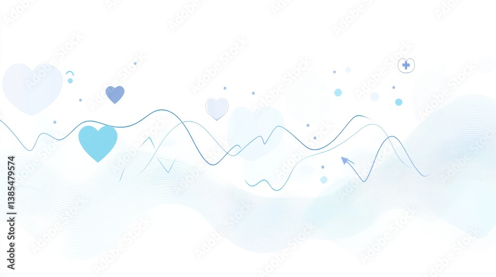 Poster abstract background with flowing lines and hearts. possible use web design, digital art