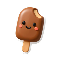 Cheerful Chocolate Delight: A delightful, charming chocolate ice cream on a stick, adorned with a cheerful smiley face.