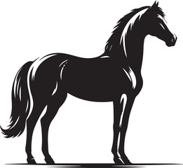 Black stallion silhouette vector illustration of a running Horse