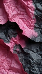 Dark pink to charcoal pink color gradient crumpled paper grainy rough texture banner panoramic background