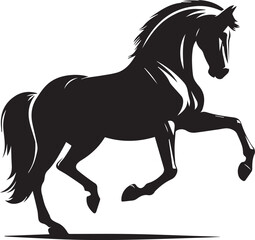 Black stallion silhouette vector illustration of a running Horse