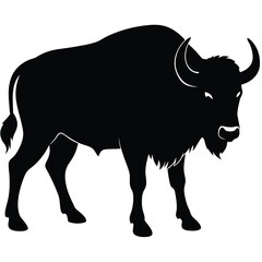 Bison buffalo silhouettes set, large pack of vector silhouette design, isolated white background, Buffalo Silhouette, silhouette or illustration of a cow or buffalo, American bison black silhouette.