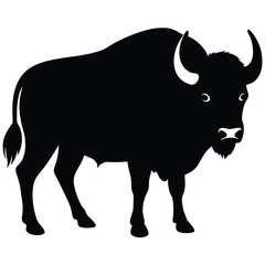 Bison buffalo silhouettes set, large pack of vector silhouette design, isolated white background, Buffalo Silhouette, silhouette or illustration of a cow or buffalo, American bison black silhouette.