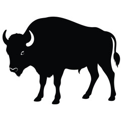 Bison buffalo silhouettes set, large pack of vector silhouette design, isolated white background, Buffalo Silhouette, silhouette or illustration of a cow or buffalo, American bison black silhouette.
