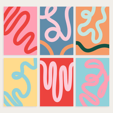 Minimalist Wavy Swirl Vector Background Set for Ads, Covers, Social Media Graphics, Shop, Discount, Sale and Flyer Decoration	