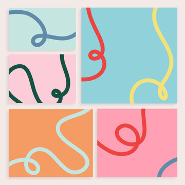 Abstract Wavy Shapes Poster Background Set